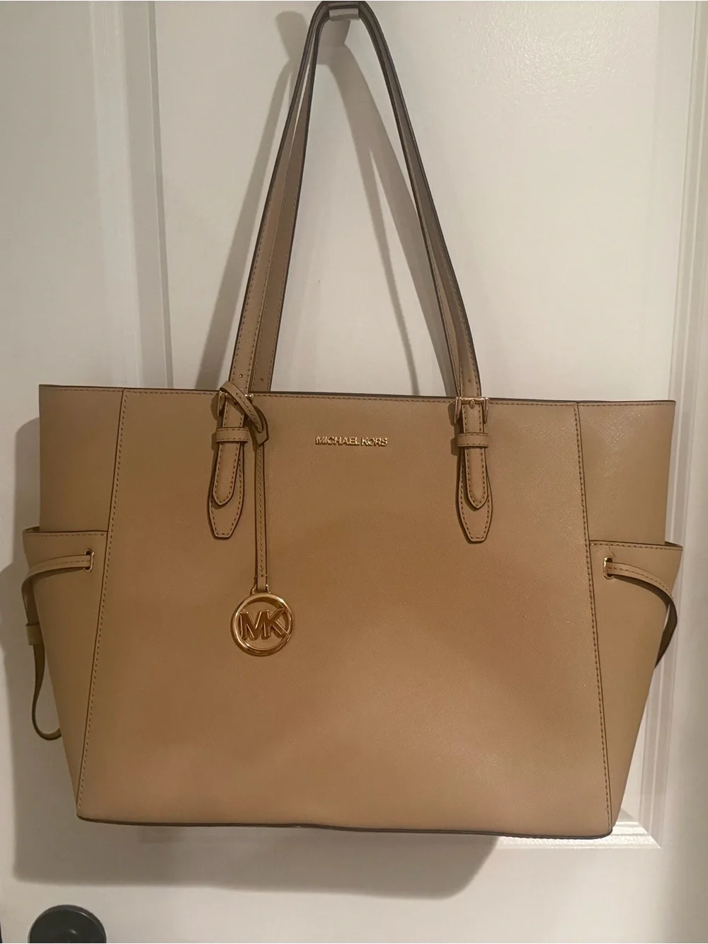 Michael Kors Tan Leather Tote with MK Charm